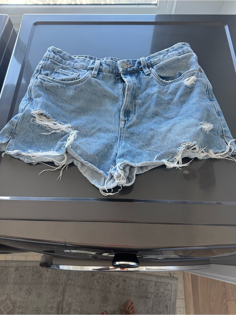 Blank NYC Light Blue Distressed Denim Cutoff Shorts